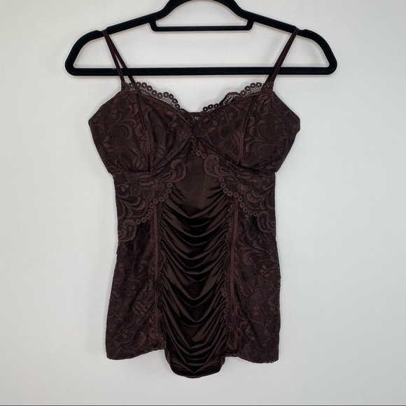 XOXO Tops - XOXO Chocolate brown ruched tank top